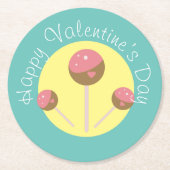 Dessous-de-verre Rond En Papier Valentines Pop Gâteau Sucré Turquoise rose (Devant)