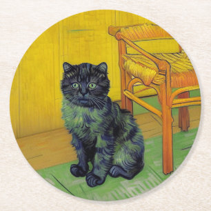 Dessous-de-verre Rond En Papier Van Gogh Black Cat