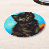 Dessous-de-verre Rond En Papier Van Gogh Style Pouting Kitten (Incliné)