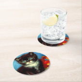 Dessous-de-verre Rond En Papier Van Gogh Tuxedo Cat (En situation)