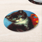 Dessous-de-verre Rond En Papier Van Gogh Tuxedo Cat (Incliné)
