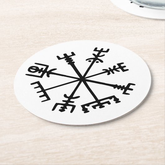 Dessous-de-verre Rond En Papier Vegvísir (Viking Compass) (Incliné)