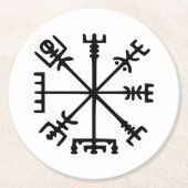 Dessous-de-verre Rond En Papier Vegvísir (Viking Compass) (Devant)