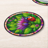 Dessous-de-verre Rond En Papier Verre tendu de Ladybug (Incliné)