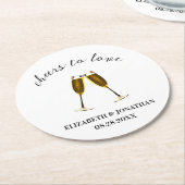 Dessous-de-verre Rond En Papier Verres à champagne À l'amour (Incliné)