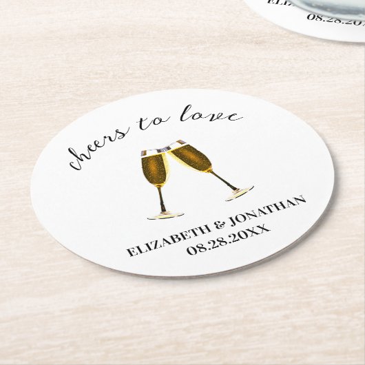 Dessous-de-verre Rond En Papier Verres à champagne pour À l'amour (Incliné)