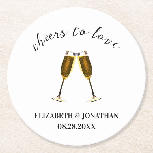 Dessous-de-verre Rond En Papier Verres à champagne pour À l'amour (Devant)