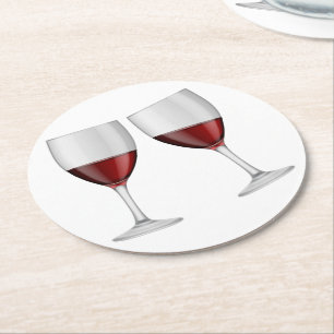 Dessous-de-verre Rond En Papier Verres à Champagne Vin Rouge de Bourgogne Mariage