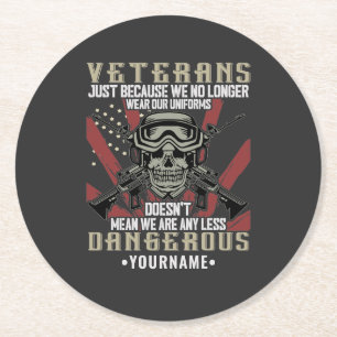 Dessous-de-verre Rond En Papier Vétéran patriotique USA Funny Humour