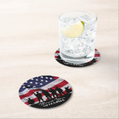 Dessous-de-verre Rond En Papier Vétérans de Merci - silhouette et drapeau de (En situation)