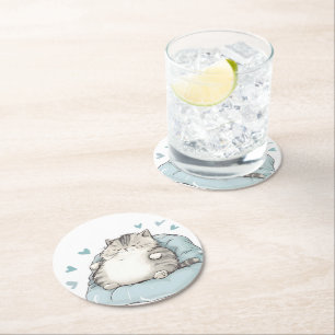 Dessous-de-verre Rond En Papier Vibes Chubby Chat Chill