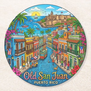 Dessous-de-verre Rond En Papier Vieux San Juan Porto Rico