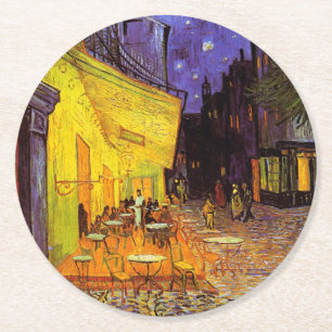 Dessous-de-verre Rond En Papier Vincent Van Gogh Café Terrasse Au Night Fine Art