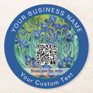 Dessous-de-verre Rond En Papier Vincent Van Gogh - Irises - Code QR