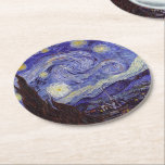 Dessous-de-verre Rond En Papier Vincent Van Gogh Starry Nuit Vintage Art<br><div class="desc">Vincent van Gogh Starry Night Art Peinture Starry Night est un tableau de l'artiste post-impressionniste néerlandais Vincent van Gogh. Le ciel bleu de la nuit est rempli de nuages tourbillonnants, d'étoiles et d'une lune brillante croissant. La Nuit étoilée est la seule nocturne de la série de vues depuis la fenêtre...</div>