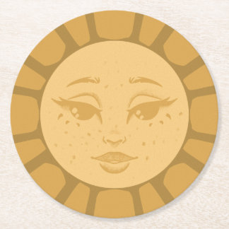 Dessous-de-verre Rond En Papier Vintage Sun Wedding Coaster