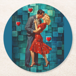 DESSOUS-DE-VERRE ROND EN PAPIER VINTAGE VALENTINE PASSION
