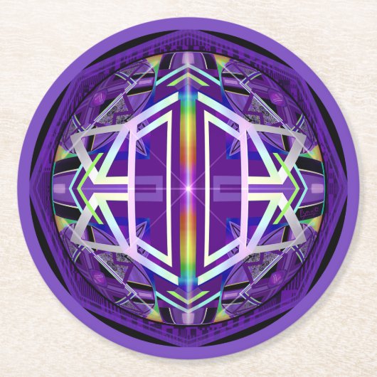 Dessous-de-verre Rond En Papier Violet W3 (Devant)