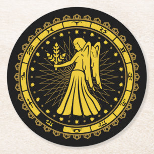 Dessous-de-verre Rond En Papier Virgo - Signe Zodiaque - Symbole - Horoscope
