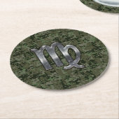Dessous-de-verre Rond En Papier Virgo Zodiac Connexion Camion numérique vert (Incliné)