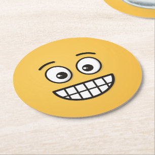 Dessous-de-verre Rond En Papier Visage de broyage avec yeux ouverts