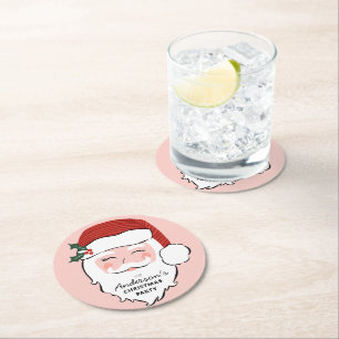 Dessous-de-verre Rond En Papier Visage Père Noël joyeux Noël