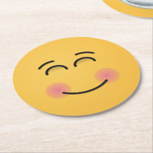 Dessous-de-verre Rond En Papier Visage souriant aux yeux souriants