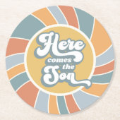 Dessous-de-verre Rond En Papier Voici Le Son Super Retro Baby shower Soleil (Devant)