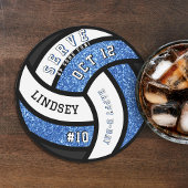 Dessous-de-verre Rond En Papier Volleyball Anniversaire Parties scintillant bleue