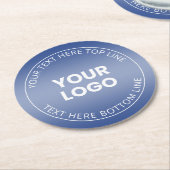Dessous-de-verre Rond En Papier Votre logo avec dégradé bleu et blanc modifiable (Incliné)