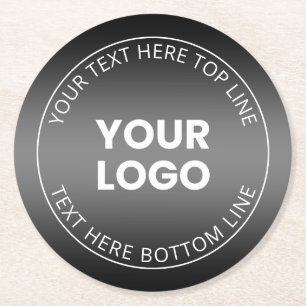 Dessous-de-verre Rond En Papier Votre logo avec un dégradé noir et blanc modifiabl
