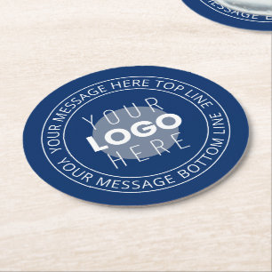 Dessous-de-verre Rond En Papier Votre logo et texte circulaire personnalisable B