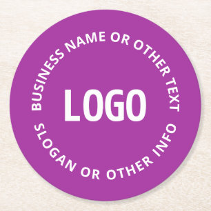 Dessous-de-verre Rond En Papier Votre logo et texte personnalisable Violet pourp