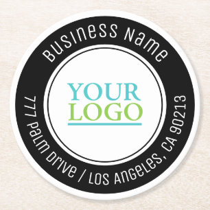 Dessous-de-verre Rond En Papier Votre logo, nom commercial, adresse ou tout autre 