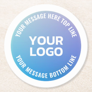 Dessous-de-verre Rond En Papier Votre logo   Ombre de bleu à violet et texte circu