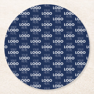 Dessous-de-verre Rond En Papier Votre Motif de répétition de logo ou d'image Ble