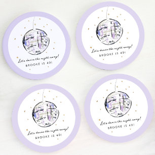 Dessous-de-verre Rond En Papier Watercolor Disco Ball fête d'anniversaire