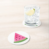 Dessous-de-verre Rond En Papier Watercolor Watermelon Wedge (En situation)