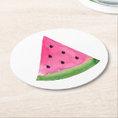 Dessous-de-verre Rond En Papier Watercolor Watermelon Wedge (Incliné)