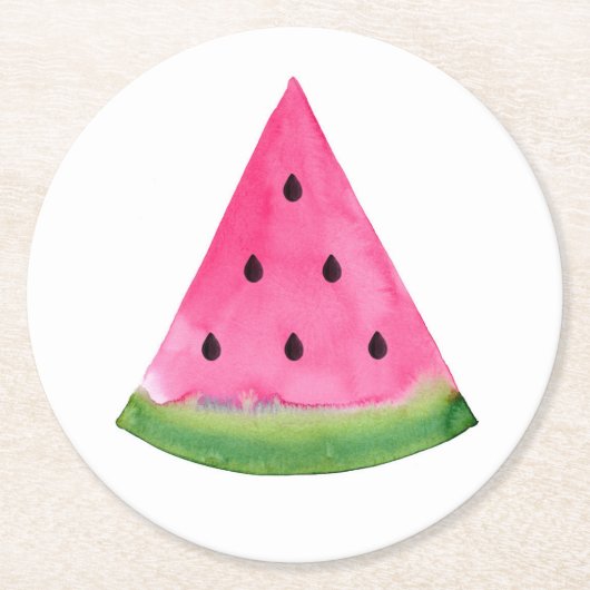 Dessous-de-verre Rond En Papier Watercolor Watermelon Wedge (Devant)