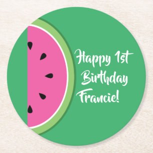 Dessous-de-verre Rond En Papier Watermelon Enfant's Birthday mignon été