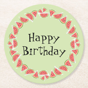 Dessous-de-verre Rond En Papier Watermelon Green Pieces Circle Anniversaire