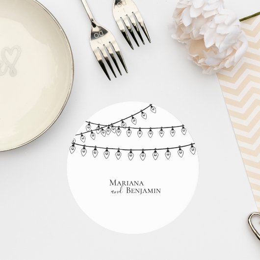 Dessous-de-verre Rond En Papier Wedding Coaster with String Lights