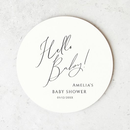 Dessous-de-verre Rond En Papier Whimsical Genre Neutre Bonjour bébé