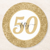 Dessous-de-verre Rond En Papier White & Gold Parties scintillant 50 Cinquante ans (Devant)