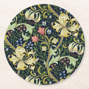 Dessous-de-verre Rond En Papier William Morris Golden Lily modèle floral