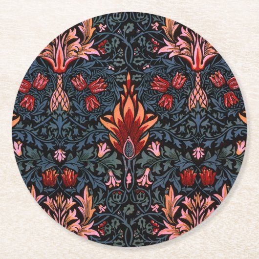 Dessous-de-verre Rond En Papier William Morris Snakeshead Dark Motif (Devant)