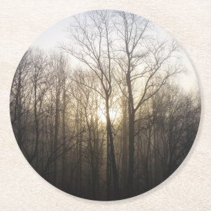 Dessous-de-verre Rond En Papier Winter Fog Sunrise Nature Photographie