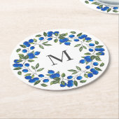 Dessous-de-verre Rond En Papier Wreath Blueberries (Incliné)