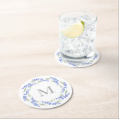 Dessous-de-verre Rond En Papier Wreath Lavande d'aquarelle (En situation)